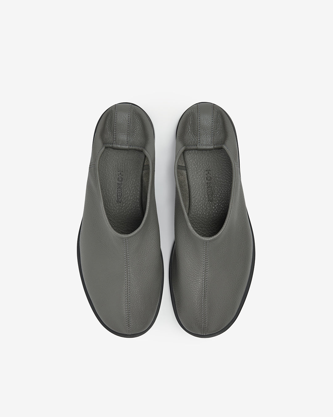 Heel Socks grey leather — detail of the leather upper